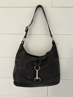 Coach Hamilton Black Pebbled Leather Hobo Shoulder Bag | Silver Hardware